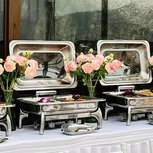 6L 9L hình chữ nhật Bạc Vàng thủy lực phục vụ Thiết bị tự chọn sưởi ấm chậu thép không gỉ chafing Món Ăn điện thực phẩm ấm hơn - Product Image 2