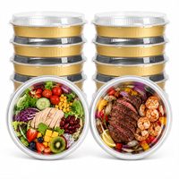 Contenants jetables Alchn ronds en plastique PP antiadhésif et aluminium, de qualité alimentaire, résistants au four, avec couvercle en aluminium et plateaux