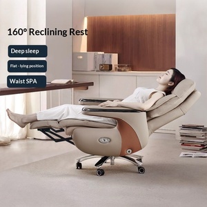 Silla de Oficina Ejecutiva de Cuero Genuino Minimalista con Masaje por Voz Eléctrico, Reclinable, Cómoda para Siestas y Largas Jornadas de Trabajo, de Alta Gama - Product Image 5