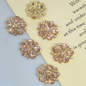 Botones de Metal de flor de diamantes de imitación rosa dorado para ropa, botón de decoración de moda de diamante brillante grande de lujo para abrigo de mujer - Product Image 6