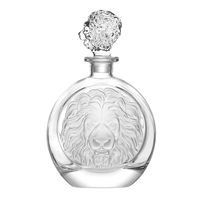 Decantador de whisky de cristal sin plomo con diseño de animales, botella de licor de lujo con relieve 3D personalizado de animales, tapón de lujo para botella de bourbon de 700 ml