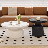 Table basse ronde nordique moderne avec plateau en bois massif et structure en métal pour la maison ou l'hôtel/villa, ensemble de meubles élégants pour le salon