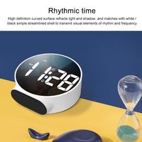 Horloge-réveil numérique LED moderne en plastique avec miroir rond, double fonction, conversion 12/24 heures, utilisation sur bureau