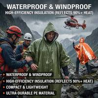 Poncho de pluie d'urgence pour la solidarité en cas de catastrophe, haute visibilité, orange, imperméable thermique, vente en gros