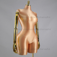 Mannequin Buste en PU Courbes Féminines pour Grandes Hanches et Poitrine Doré