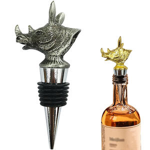 क्रिएटिव बार एक्सेसरीज़ कस्टम जस्ता मिश्र धातु गैंडा वाइन टॉप स्टॉपर स्पार्कलिंग रैनो हेड वाइन स्टॉपर - Product Image 1