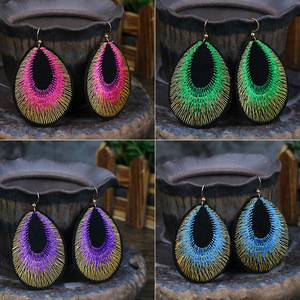 Boucles d'oreilles pendantes en forme de plume Bohème, fil de lin, bijoux de fête pour femmes, boucles d'oreilles pendantes tendance - Product Image 1
