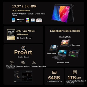 โน้ตบุ๊ก <span class=keywords><strong>Asus</strong></span> ProArt Creator 13 Ryzen AI หน้าจอสัมผัส 13 นิ้ว แบบแปลงร่างได้ ดีไซน์บางเฉียบ ประสิทธิภาพสูง สำหรับแล็ปท็อป <span class=keywords><strong>Asus</strong></span> - Product Image 2