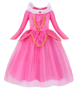 Vestido de beleza adormecida para meninas, vestido auraro para meninas, vestidos de princesa rosa para meninas, sorvete em oferta