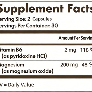 Cápsulas de Magnesio y Vitamina B6 con Etiqueta Personalizada, Soporte Natural para la Memoria, el Sueño y el Cerebro con B6 - Product Image 2