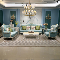 Canapé français 124, combinaison européenne en tissu, luxe, bois massif sculpté, feuille d'or, pour salon, villa, beige brodé
