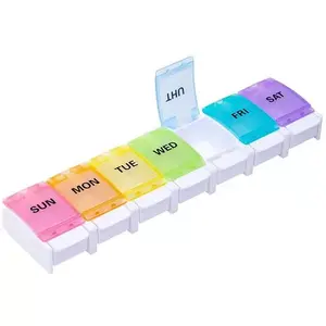 Hot Sell Large Compartment Weekly Pill Box Cases 7 Days Pill Box Organizer With Spring Open