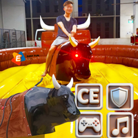 Toro mécanique gonflable sécurisé avec corde de maintien et fonction de pause électrique, idéal pour les fêtes d'anniversaire et la location