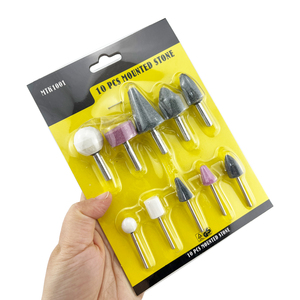 Juego <span class=keywords><strong>de</strong></span> 10 piezas <span class=keywords><strong>de</strong></span> puntas abrasivas <span class=keywords><strong>de</strong></span> piedra montadas con vástago <span class=keywords><strong>de</strong></span> 6 mm para herramientas rotativas Dremel, pulido <span class=keywords><strong>de</strong></span> metal y desbarbado - Product Image 1
