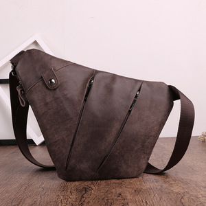 Dujiang Men's Crossbody Bag Brown Genuine Leather Large Capacity Retro Style <b>Adjustable</b> <b>Strap</b> Everyday Use - Product Image 4