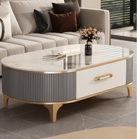 Table à thé ovale de luxe moderne avec combinaison de meuble TV pour petite maison salon chambre design avancé pour meubles de maison