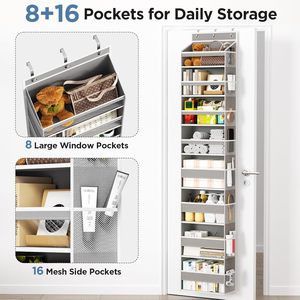 Over The Door Organizer 8 <b>Shelf</b> Hanging Storage With Large Pockets For Bedroom Closet Organization - Product Image 4