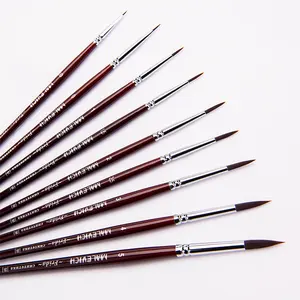 High Quality Customized 9 Pieces Artist craft smart paint brushes different size of gold synthetic paint brushes with logo