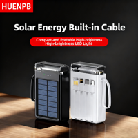 Lampu LED Plastik 10W Baru untuk Luar Ruangan dengan Power Bank Tenaga Surya Empat Kabel Terintegrasi 20000mAh Baterai Lithium Polymer Dilengkapi Kabel Data