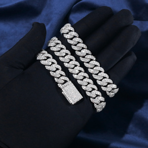 <strong>USA</strong> Stock 16mm 20mm 22mm Moissanite Chain Iced Out <strong>Jewelry</strong> 925 Silver Necklace Hip Hop VVS Moissanite Cuban Chain - Product Image 3