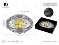 Fibbia ovale grande placcata argento da 5,0 cm per accessori cintura da uomo - Product Image 1