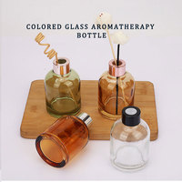 Diffuseur de parfum cylindrique en verre teinté, flacon vide rechargeable pour diffuseur à bâtonnets, pour décoration d'intérieur et aromathérapie