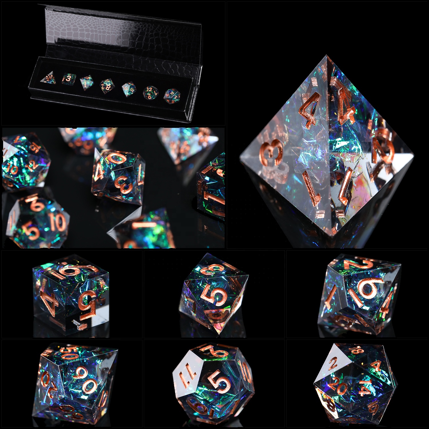 Galaxy 7-die многогранная ролевая игра игральные кости с острыми краями для подземей и драконов ролевая игра игральные кости DND