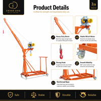 Mini grue à flèche électrique mobile et portable avec roues, rotation à 360 degrés, petit palan de levage pour la construction, pour le levage de matériaux