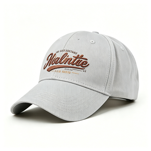 Wholesale Retro Multicolor Embroidered Baseball Hat Men <b>Women</b> Washed Cotton Light Gray Sporty <b>Cap</b> - Product Image 1