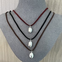 Collier pendentif de forme ovale longue avec cordon en velours argenté 925 pour une mode ajustable et des accessoires polyvalents