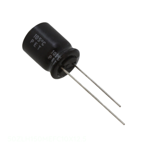 Distribuidor Autorizado: Condensador de Aluminio de 150 uF, 50ZLH150MEFC10X12.5, 150UF, 20%, 50V, Radial, de Orificio Pasante - Product Image 1