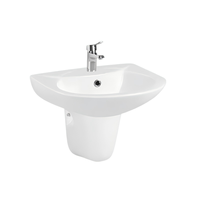 Lavabo mural en céramique, lavabo demi-colonne, lavabo mural moderne et minimaliste