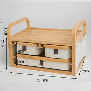Bamboo Desktop <b>Storage</b> <b>Box</b> 35.5Cm Multi Layer Drawer Organizer For Office Jewelry Cosmetic <b>Storage</b> - Product Image 1