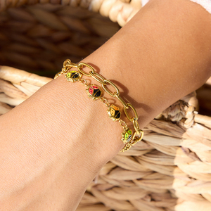 <span class=keywords><strong>Bracciale</strong></span> con Charm a Forma di <span class=keywords><strong>Coccinella</strong></span> J&D, Placcato in Oro 18K, Acciaio Inossidabile, Tema Giardino, <span class=keywords><strong>Bracciale</strong></span> Delicato per Donne - Product Image 4