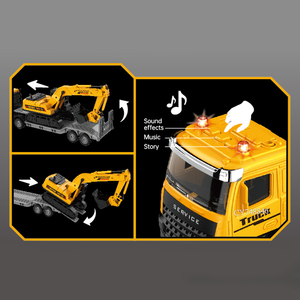 Giao Thông Vận Tải xe với thắp sáng âm nhạc và Kể Chuyện Ma sát đồ chơi với máy xúc đồ chơi kỹ thuật Trailer xe đồ chơi cho trẻ em - Product Image 4