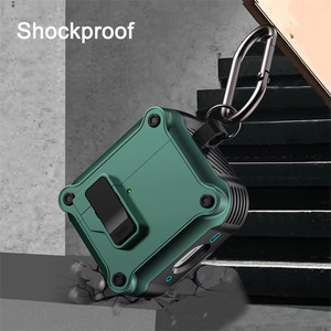 Funda Protectora de Interruptor Magnético para Auriculares para <span class=keywords><strong>AirPods</strong></span> 4, para <span class=keywords><strong>AirPods</strong></span> 1, 2, 3 / Pro 2, Cubierta Tipo Armadura de TPU+PC de Alta Resistencia + Gancho - Product Image 4