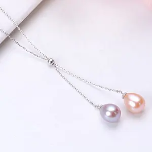 Collar de plata 925 para mujer, colgante de perla de agua dulce de Grado Superior AAAA de 8-9mm zhuji