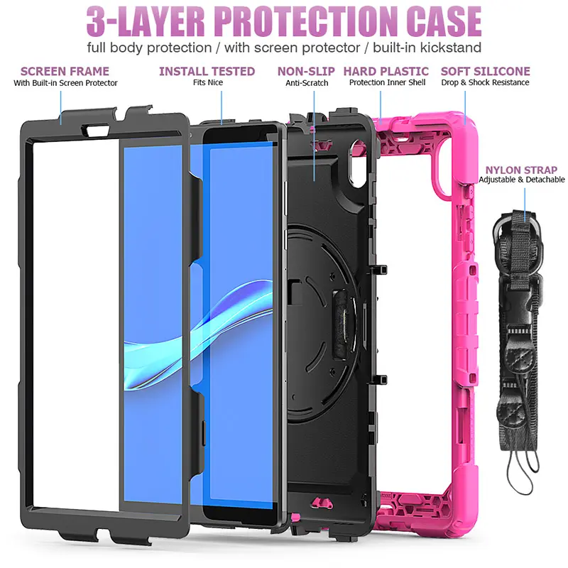 Heavy Duty Drop Proof Shockproof Hybrid Anti-Impact Case Built in Kickstand für Lenovo M10 HD 2nd Gen TB-X306 /TB-X306X 10.1"