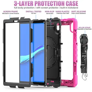 Casing Hybrid Anti Benturan, TB-X306 Hybrid Anti Benturan, Anti Guncangan, Anti Jatuh, Tugas Berat, untuk Lenovo M10 HD 2nd Gen/TB-X306X 10.1 Inci