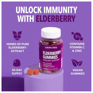 Gummies de Sambucus à la Baie de sureau pour adultes – Soutien <span class=keywords><strong>immunitaire</strong></span> enrichi en <span class=keywords><strong>Vitamine</strong></span> C et Zinc – Formule de défense quotidienne – 60 unités – Saveur Baie - Product Image 3