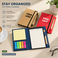 Carnet en papier kraft auto-adhésif avec logo personnalisé, stylo, notes adhésives, bloc-notes avec porte-stylo, blocs-notes écologiques