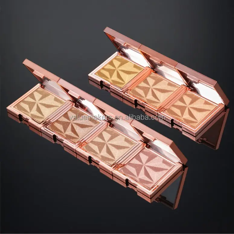 Customized individual highlighter palette powder high shine pigmented face make up palette highlighter