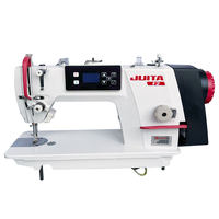 Máquina de coser industrial de cama plana de alta velocidad JT-F2-D1, de una aguja, computarizada, con motor y cortahilos automático.