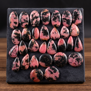 Cabochons en jaspe rhodonite naturel, formes variées, polis, rose et noir, pierres précieuses en vrac, lot en gros - Product Image 4