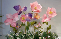 Décoration de mariage, grandes fleurs artificielles en organza, fleurs mécaniques en soie, fleurs géantes