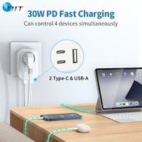 Remote Control Suara Bahasa Prancis Soket PC Pintar Colokan Cerdas USB-C PD30W 230V 16A Rumah Pintar Pengatur Waktu Pemantauan Daya