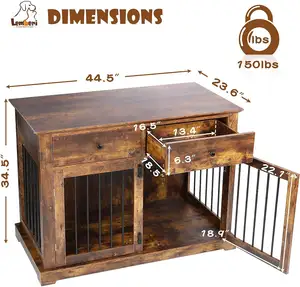 Interior Decorativo Pet Crates Dog House Canil De Madeira Do Cão Mesa Final Dog Crate Móveis com Gavetas De Armazenamento