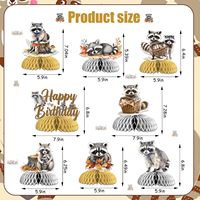 8 piezas de centros de mesa con diseño de mapache, decoraciones para mesa de cumpleaños o baby shower con temática de mapache