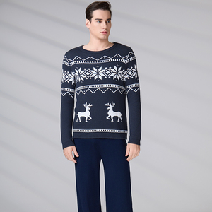 Custom Logo Reindeer Pattern Cotton Acrylic Crew Neck Knit <b>Jumper</b> for Holiday Party Men's Ugly Christmas Sweater - Product Image 5