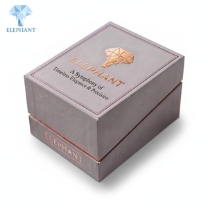Caja de Papel con Estampado Dorado Personalizada ELEPHANT, Caja Rígida de Lujo para Joyería con Bandeja de Terciopelo para Aretes y Colgantes - Product Image 3